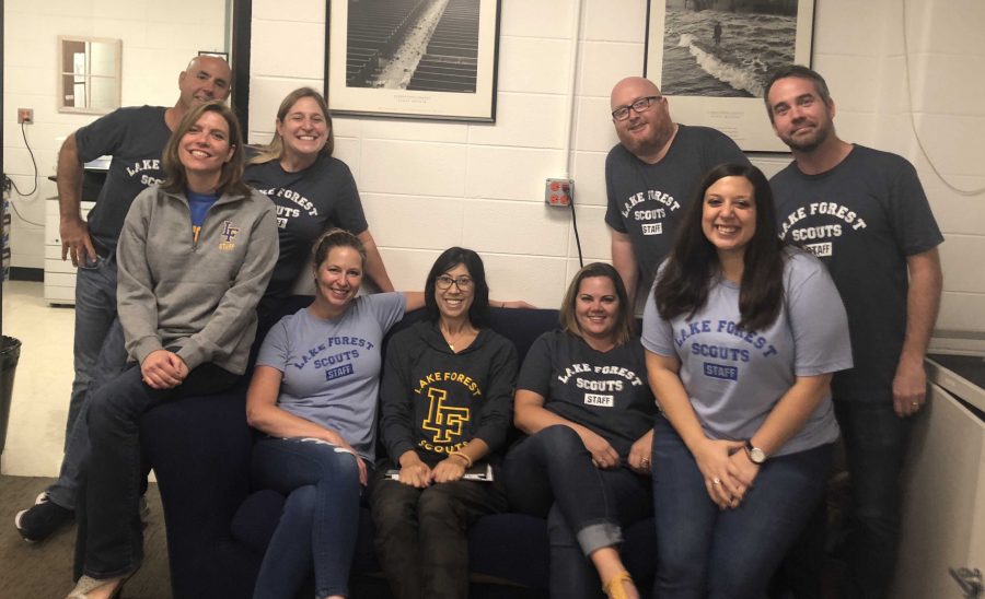 English Department Members rock their new staff shirts