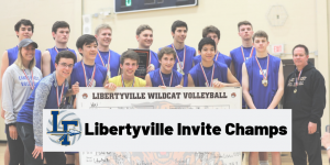 Boys Volleyball celebrating the tournament win with the bracket (seen above)