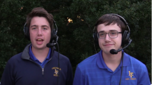 Clark and Shaw prior to their broadcast of the home opener vs. Antioch, Aug 30.