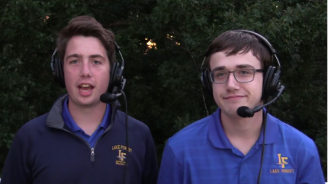 Clark and Shaw prior to their broadcast of the home opener vs. Antioch, Aug 30.
