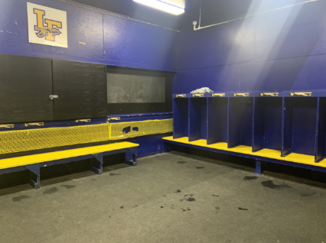 An empty LF Hockey locker room following the 2019-20 season;  the Scouts were suspended from the AHAI State Tournament following a fight at the end of their culminating IHSHL League Playoff game against Evanston.