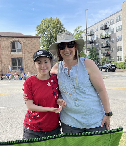 Mrs. Metz and her daughter at the Highland Park Fourth of July Parade