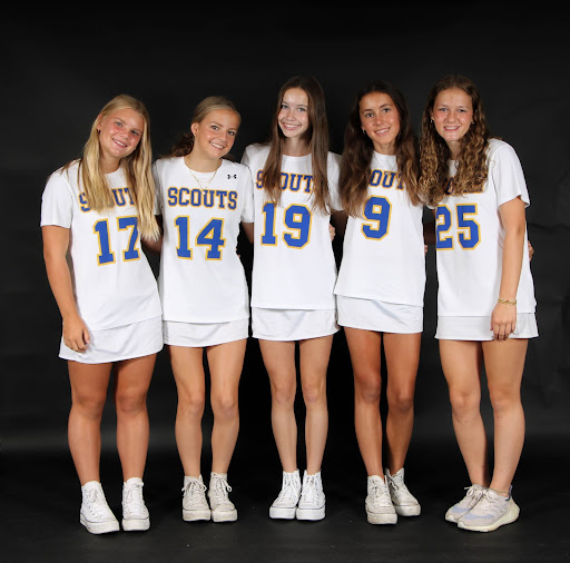 Five freshmen girls who made the Girls Varsity Field Hockey team