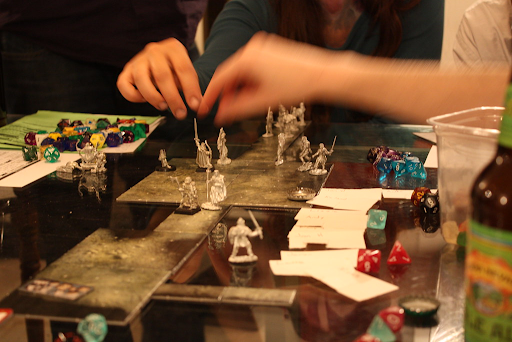People playing Dungeons and Dragons.