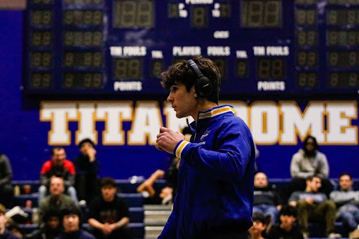 Seth Digby before a wrestling match this season. Photo courtesy of Colin Peters. 