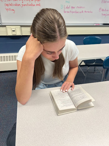 A student reading in class