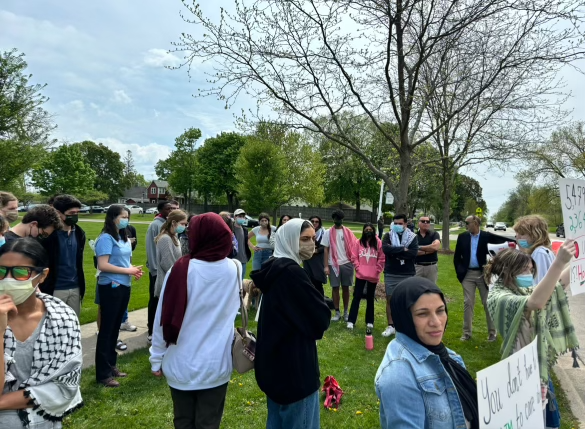 A small group of students held a walkout in support of Palestinians. The conflict in Gaza has caused some Jewish and Muslim students to feel more tension in their community.
