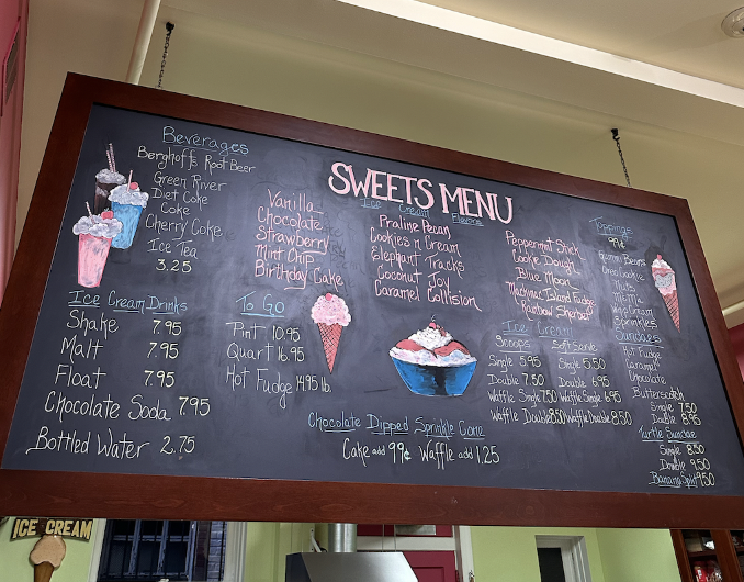 Photo of Sweet's menu. Photo Courtesy Evelyn Marshall.