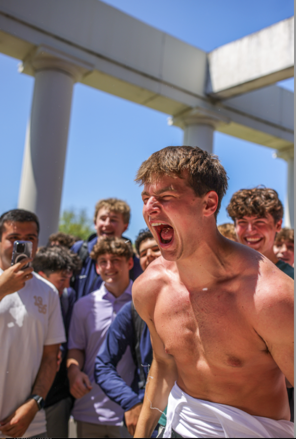 Senior Nate Borland celebrates his victory.