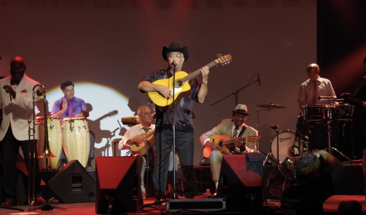 Performance from The Buena Vista Social Club musical. (https://commons.wikimedia.org/wiki/File:ZMF_2015_Buena_Vista_Social_Club_Orchestra_IMGP9357.jpg).
