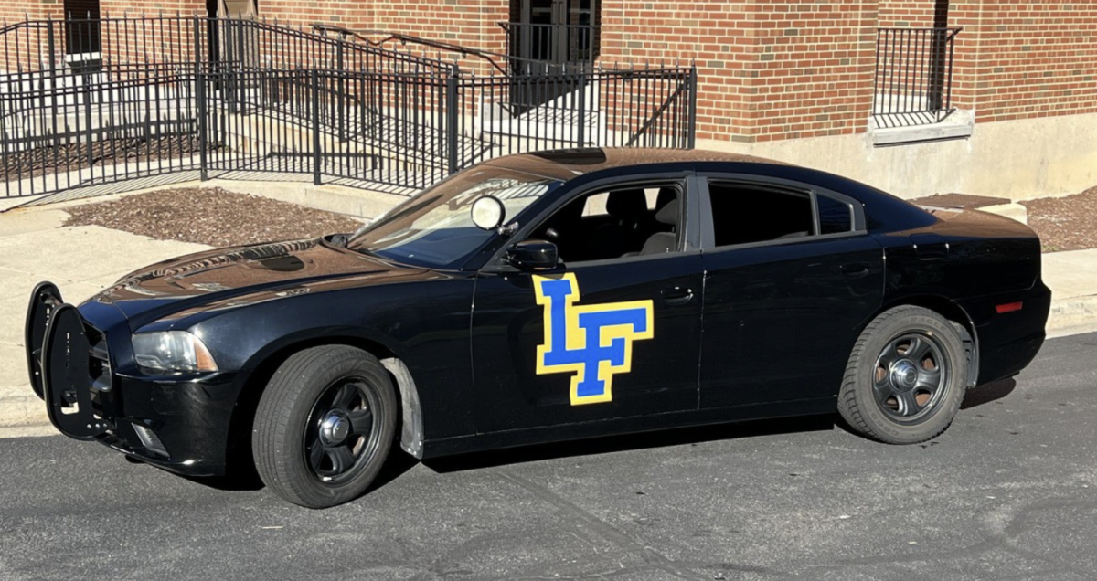 The Charger in the school parking lot. From LFHS Official Newsletter.