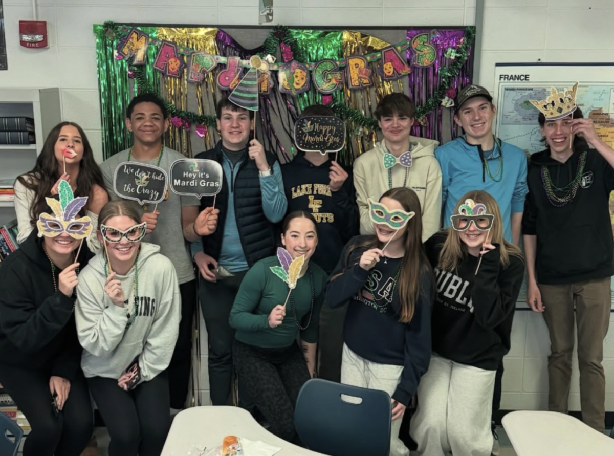 French class celebrating Mardi Gras. Photo courtesy of Madame Song.