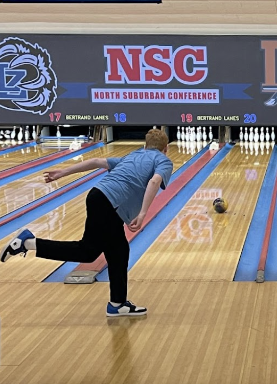 Junior Joey VanCamp bowling at NSC tournament. Photo courtesy of Mr. Werner.
