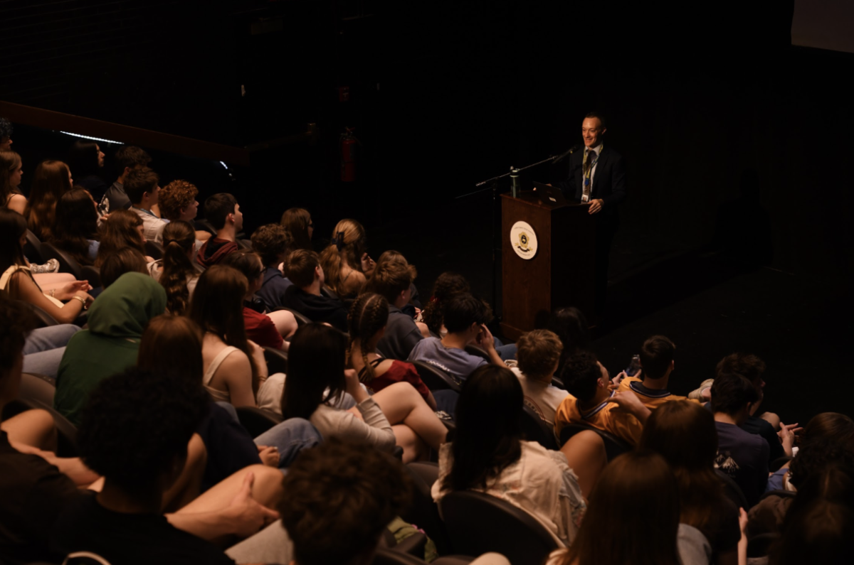 Mr. Soffer at his author visit on Tuesday, Holocaust Remembrance Day. Photo courtesy of Mrs. Lauren Fairchild.
